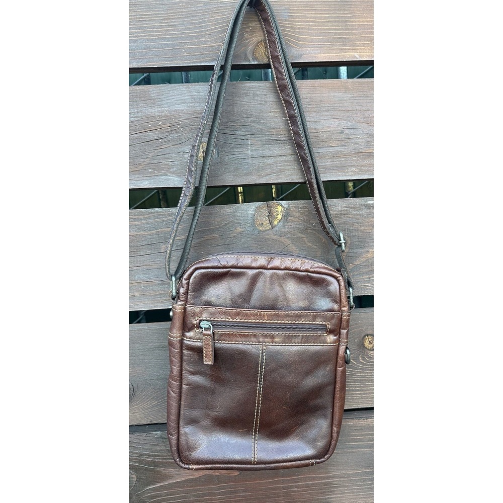 Vintage Jack Georges Voyager Brown Oiled Buffalo Leather Cross Body Shoulder Bag